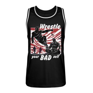 Wrestle Your Bad Self Not Others - Unisex Basketball Jersey-16