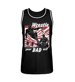Wrestle Your Bad Self Not Others - Unisex Basketball Jersey-16