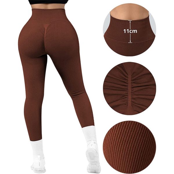 38c57138-fd6e-457c-89ae-629539df2e57.jpg High Waist Seamless Leggings Threaded Knitted Fitness Pants Solid Women's Slimming Sports Yoga Pants Elastic Running Sport Leggings