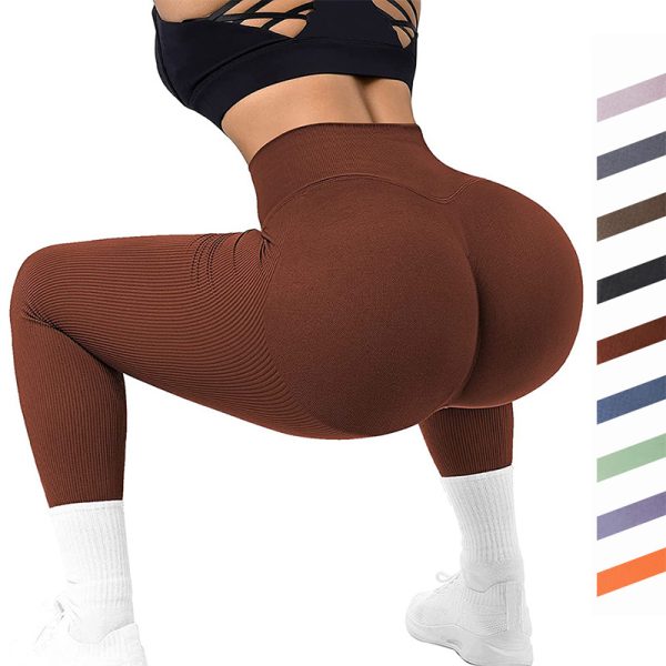 6d79d1f4-5036-435a-aebe-c73ff5c4149f.jpg High Waist Seamless Leggings Threaded Knitted Fitness Pants Solid Women's Slimming Sports Yoga Pants Elastic Running Sport Leggings
