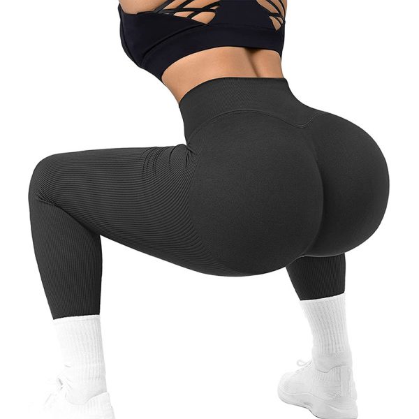a03e8257-d8b9-4b60-8322-572bcf215f00.jpg High Waist Seamless Leggings Threaded Knitted Fitness Pants Solid Women's Slimming Sports Yoga Pants Elastic Running Sport Leggings