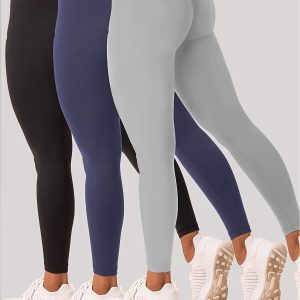 3 Pack Women's Yoga Leggings With High Waistband, Moisture-Wicking, And Stretchy, Perfect For Outdoor Activities And Fitness
