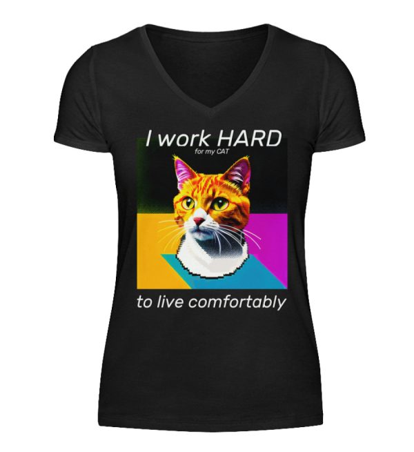 I Work Hard for my CAT to Live Comfortably - Women V-Neck Shirt-16