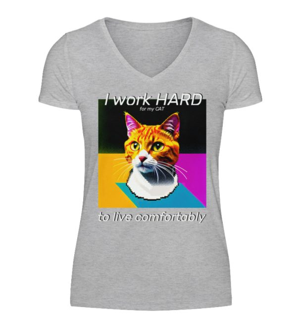 I Work Hard for my CAT to Live Comfortably - Women V-Neck Shirt-17