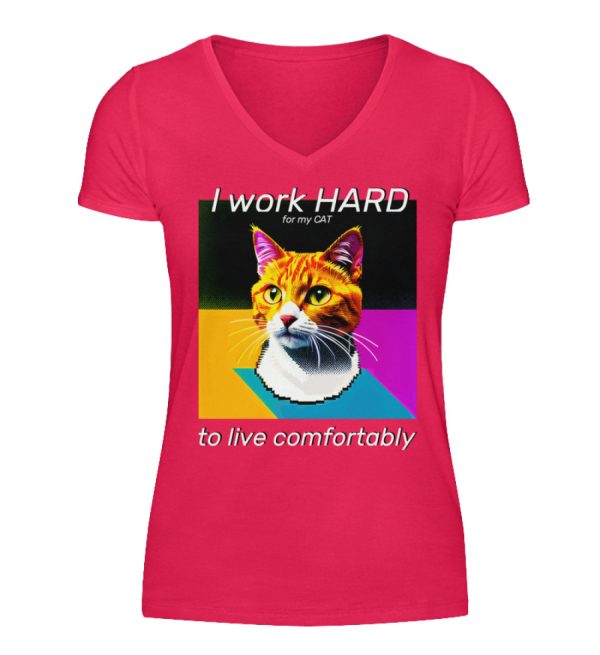 I Work Hard for my CAT to Live Comfortably - Women V-Neck Shirt-1610