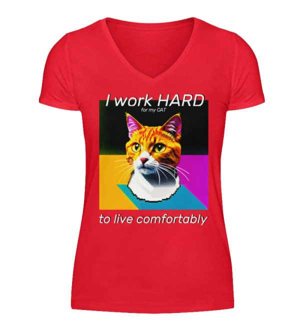 I Work Hard for my CAT to Live Comfortably - Women V-Neck Shirt-2561