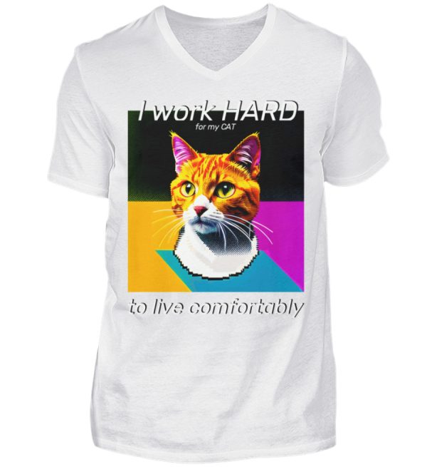 I Work Hard for my CAT to Live Comfortably - V-Neck Shirt for Men-3