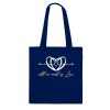 511cdd0b-3cb9-44e7-9a95-b411c57036fb.jpg Navy tote bag with the All We Need is Love heart and script design